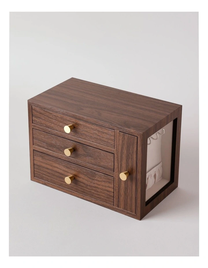 Side Panel Jewellery Box in Brown image 2