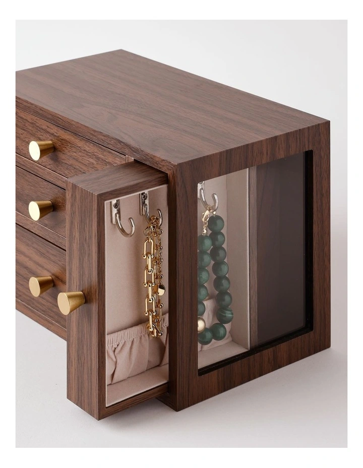 Side Panel Jewellery Box in Brown image 3