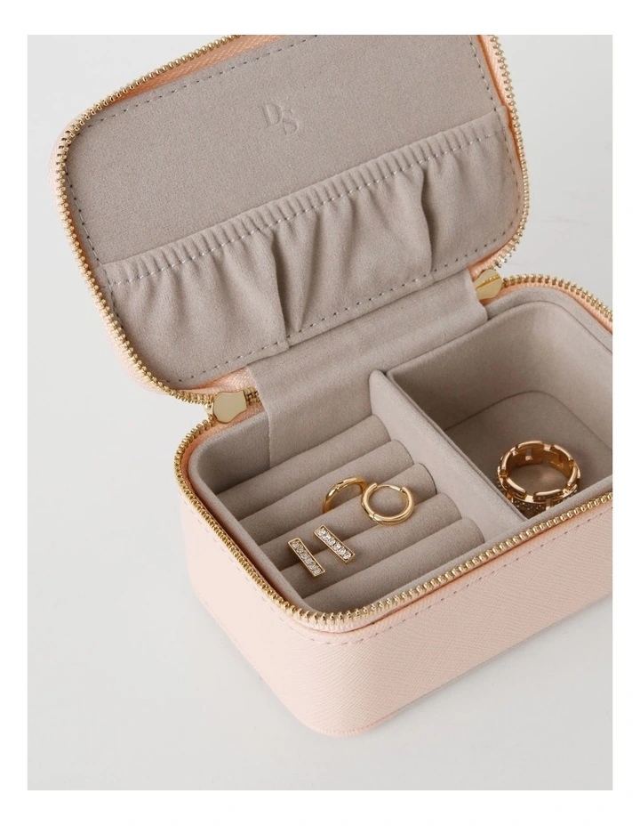 Small Zip Around Jewellery Box in Blush image 4