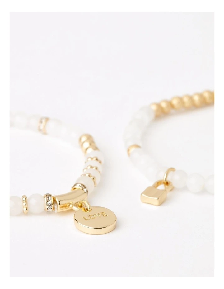 Love Stretch Bracelet Set in White/Gold image 1