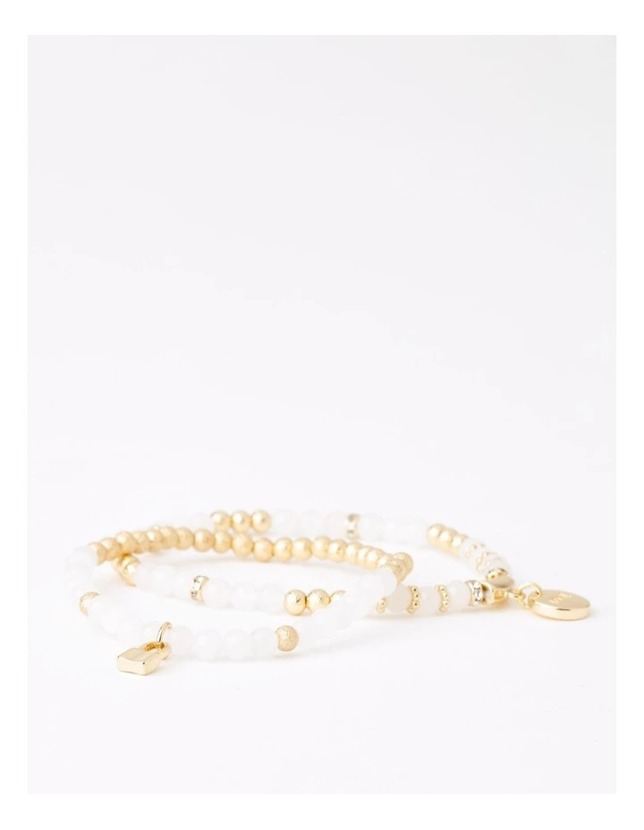 Love Stretch Bracelet Set in White/Gold image 2