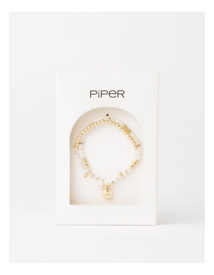 Love Stretch Bracelet Set in White/Gold image 3