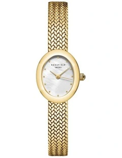 Mini Oval Woven Mesh Watch in Gold Tone