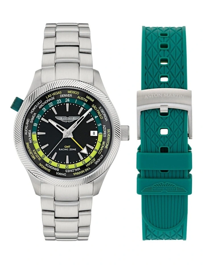 GRZ GMT 41mm MTIZ1F503 Watch Set in Black/Stainless Steel/Podium Green Silicone image 1