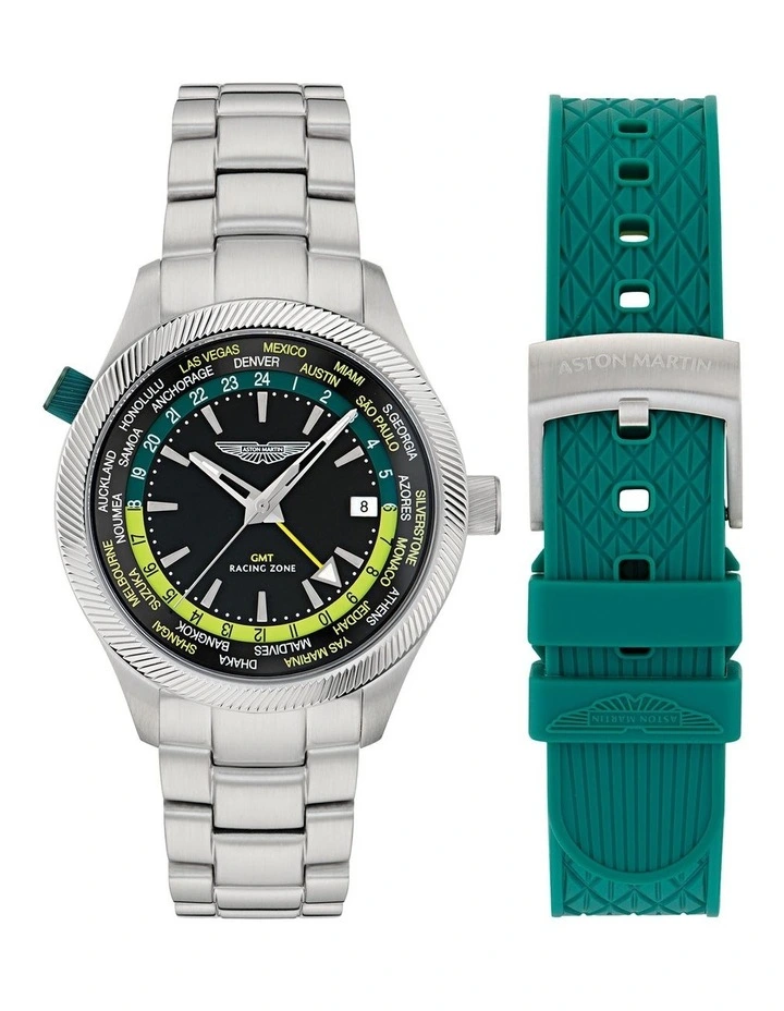 GRZ GMT 41mm MTIZ1F503 Watch Set in Black/Stainless Steel/Podium Green Silicone image 1