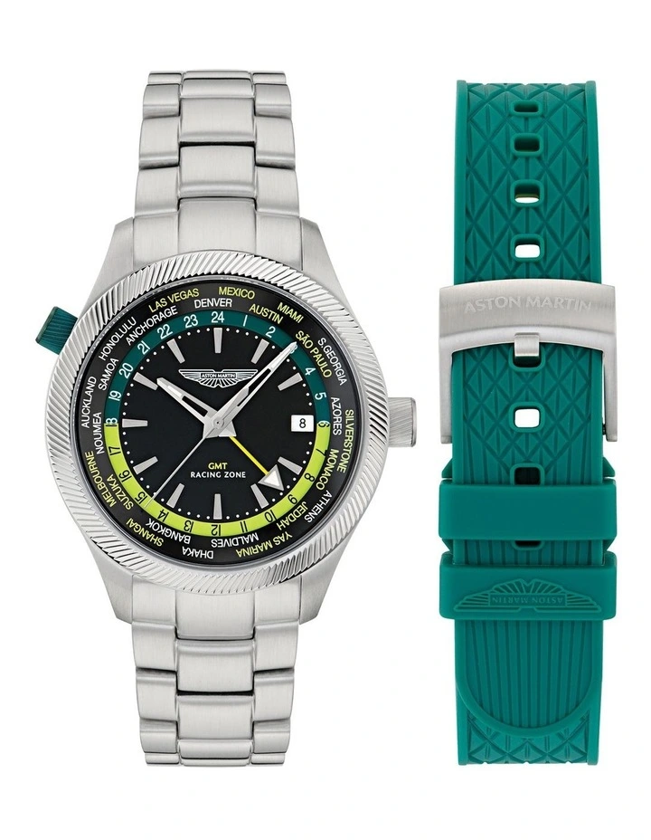 GRZ GMT 41mm MTIZ1F503 Watch Set in Black/Stainless Steel/Podium Green Silicone image 1