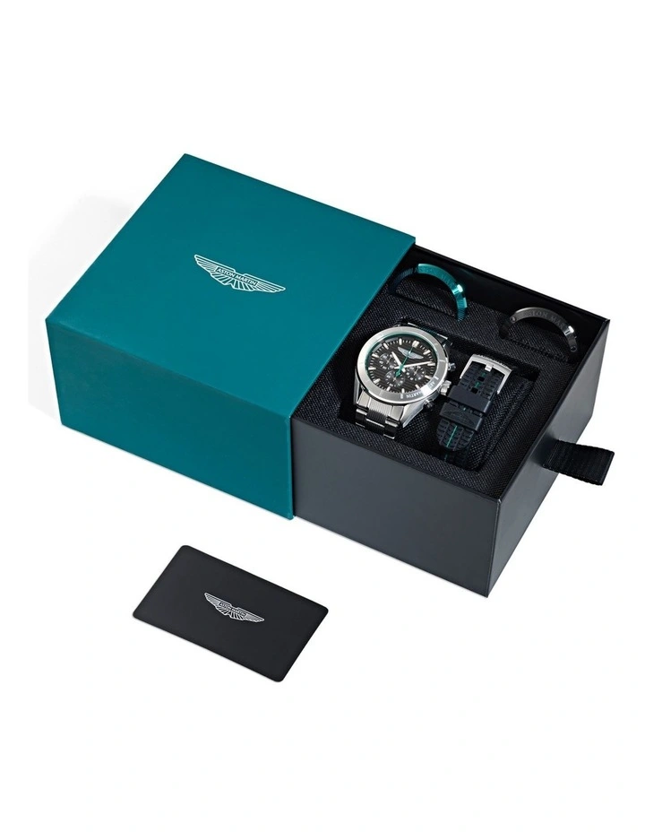 BST Chronograph Stainless Steel 45mm MTIB1F501 Watch Set in Black image 2