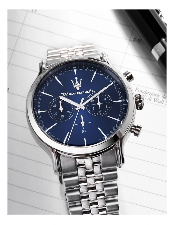 Epoca Chronograph Blue Dial Quartz Watch 42mm in Blue image 7