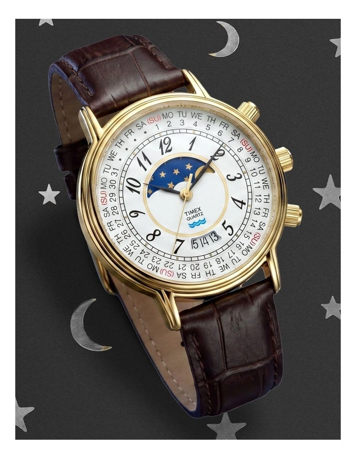 Timex Timex 1990 Moon Phase Brown Watch image 2
