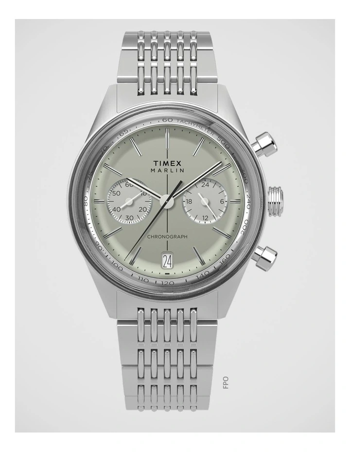Timex Marlin Jet Chrono Silver Tone Watch image 1