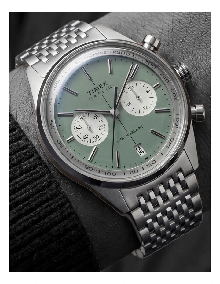 Timex Marlin Jet Chrono Silver Tone Watch image 2