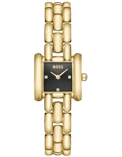 Violet IP Thin Gold Steel Black Dial Women's Watch
