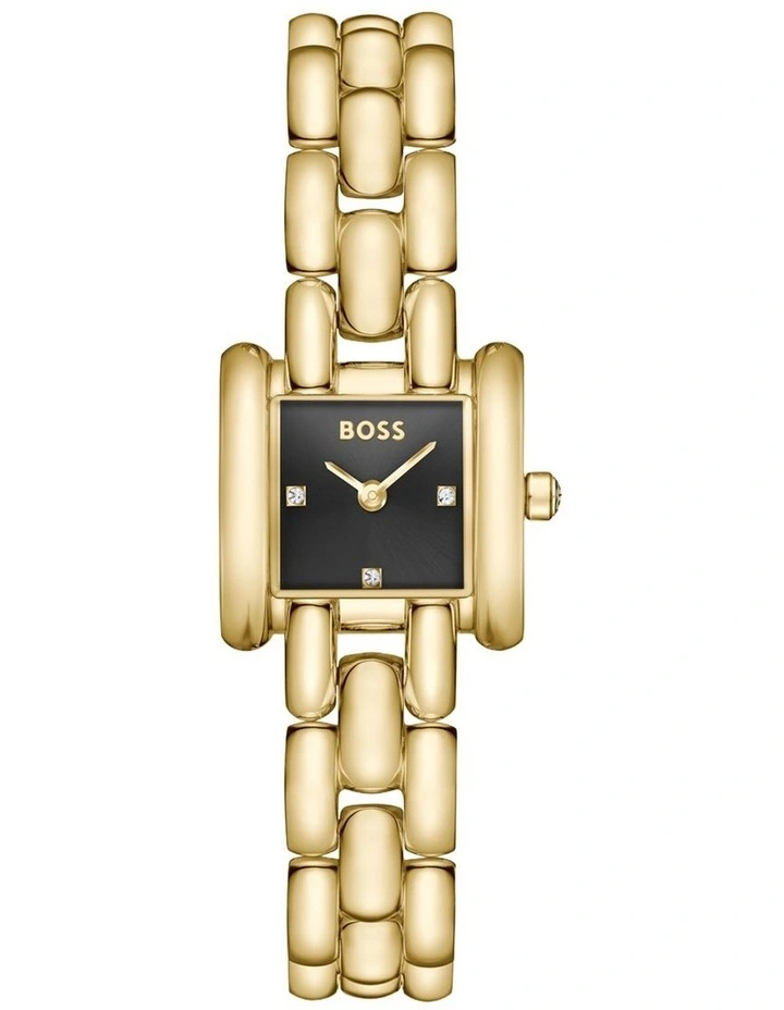 Violet IP Thin Gold Steel Black Dial Women's Watch image 1