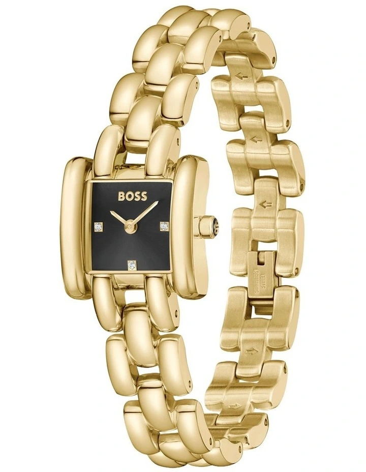 Violet IP Thin Gold Steel Black Dial Women's Watch image 2
