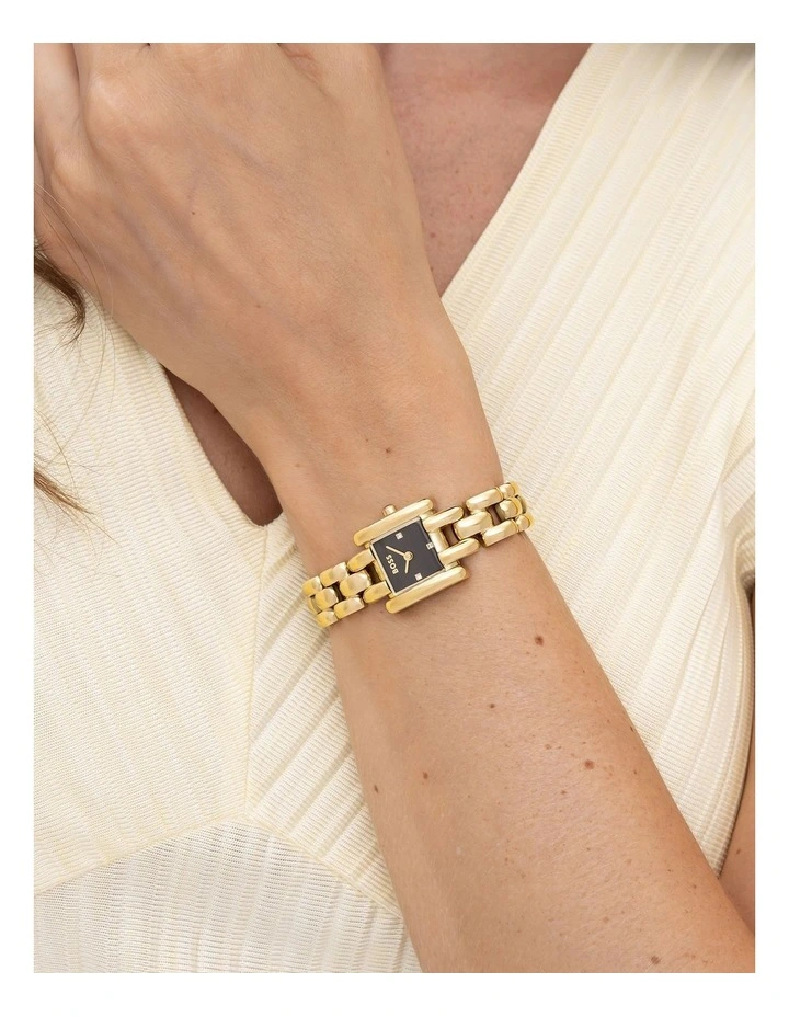Violet IP Thin Gold Steel Black Dial Women's Watch image 4