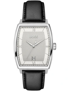 Principle Black Calfskin Silver White Dial Men's Watch