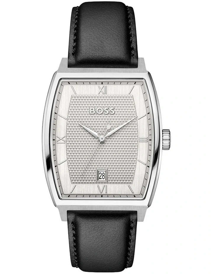 Principle Black Calfskin Silver White Dial Men's Watch image 1