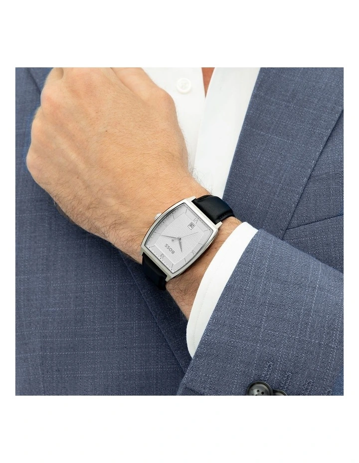 Principle Black Calfskin Silver White Dial Men's Watch image 4