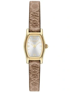 Greta Brown & Khaki PVC & Caramel Calfskin Silver White Dial Women's Watch