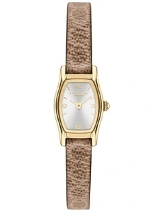 Greta Brown & Khaki PVC & Caramel Calfskin Silver White Dial Women's Watch