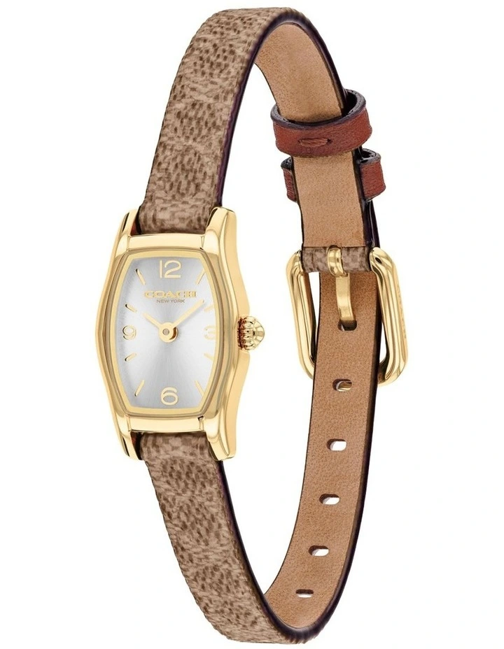 Greta Brown & Khaki PVC & Caramel Calfskin Silver White Dial Women's Watch image 2