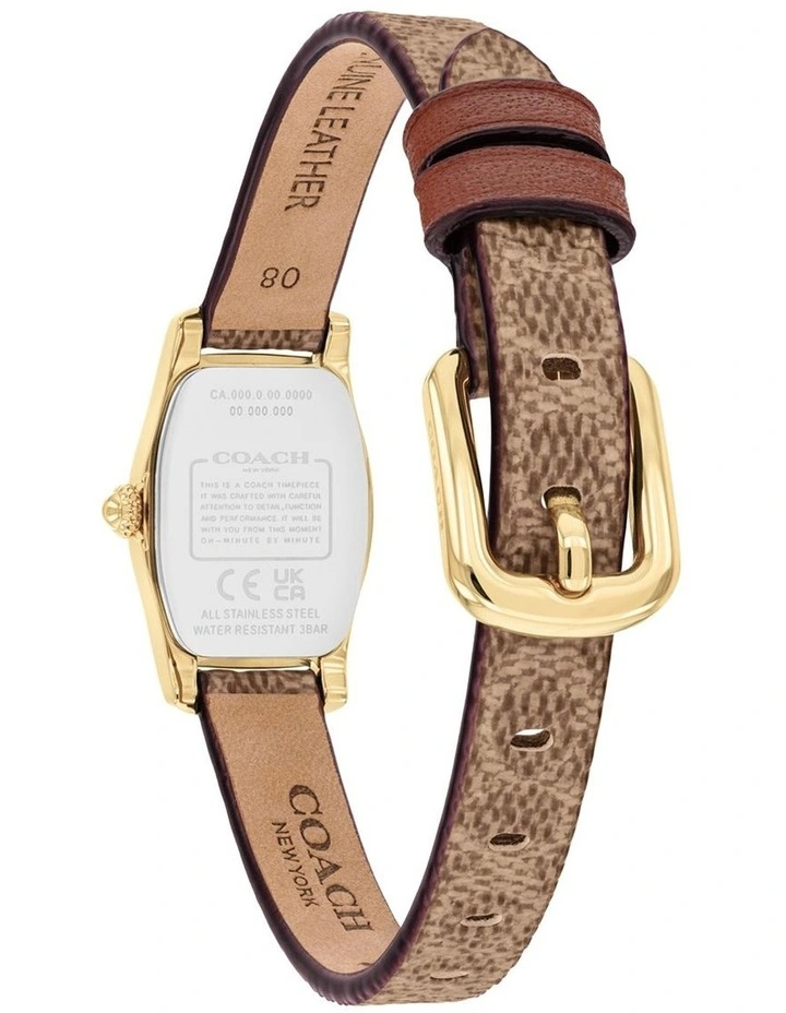 Greta Brown & Khaki PVC & Caramel Calfskin Silver White Dial Women's Watch image 3