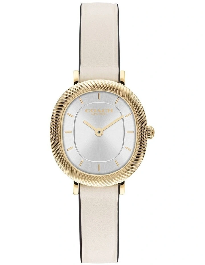 Coach Harlow Chalk Calfskin Silver White Dial Women's Watch image 1
