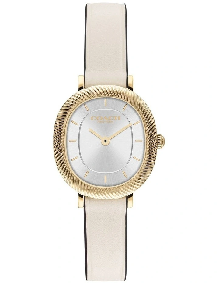 Coach Harlow Chalk Calfskin Silver White Dial Women's Watch image 1