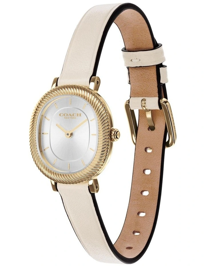 Coach Harlow Chalk Calfskin Silver White Dial Women's Watch image 2