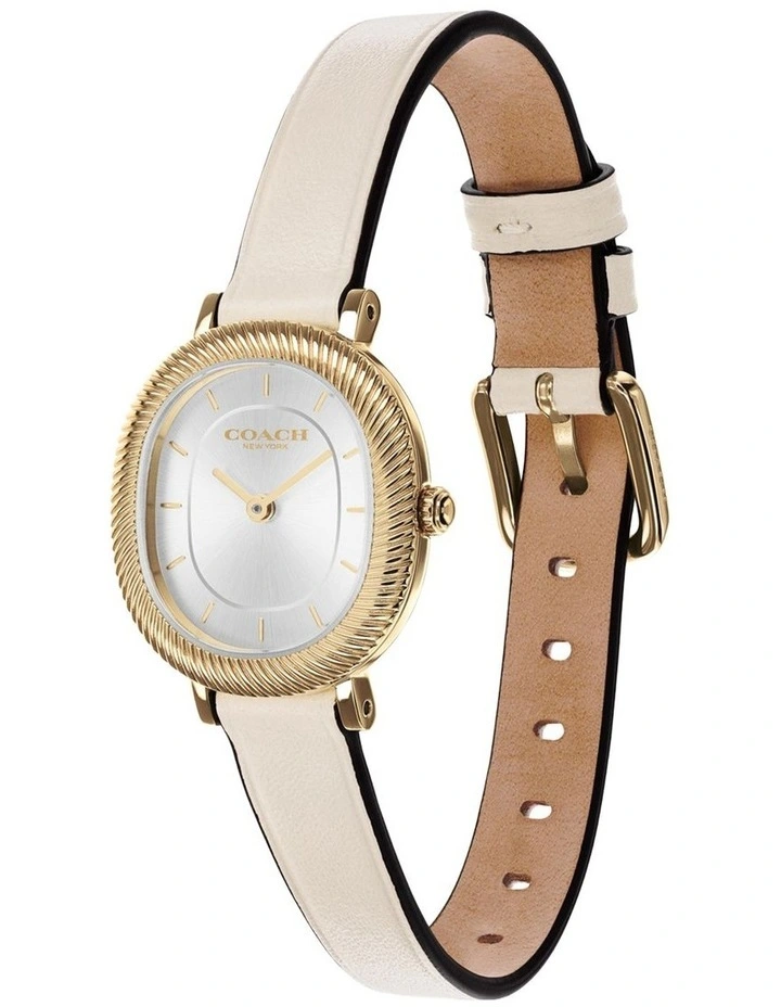Coach Harlow Chalk Calfskin Silver White Dial Women's Watch image 2