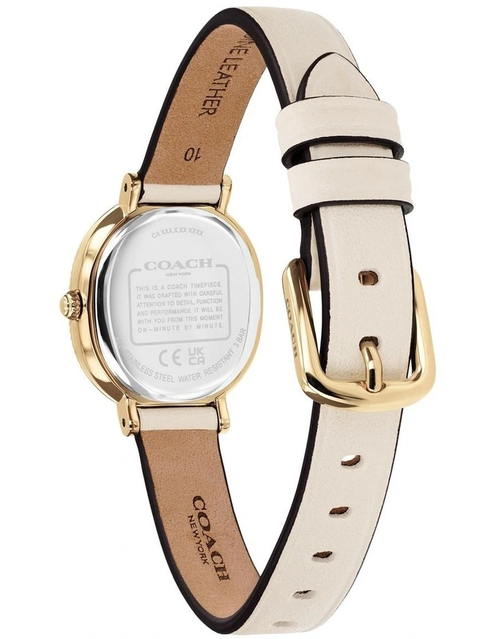 Coach Harlow Chalk Calfskin Silver White Dial Women's Watch image 3
