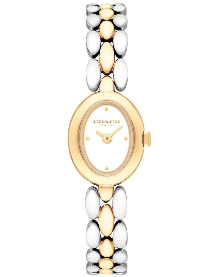 0ammy Stainless Steel & Gold Steel Chalk Dial Women's Watch image 1