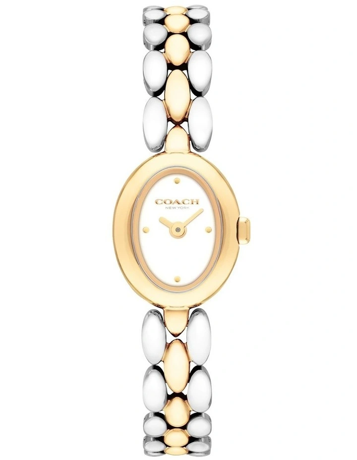 0ammy Stainless Steel & Gold Steel Chalk Dial Women's Watch image 1