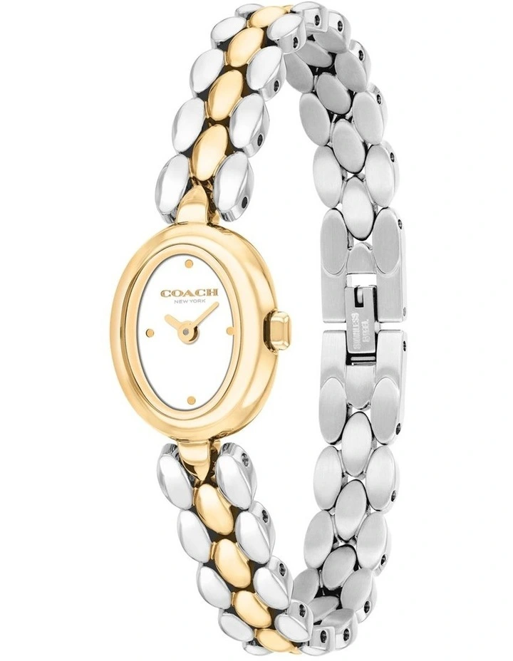 0ammy Stainless Steel & Gold Steel Chalk Dial Women's Watch image 2