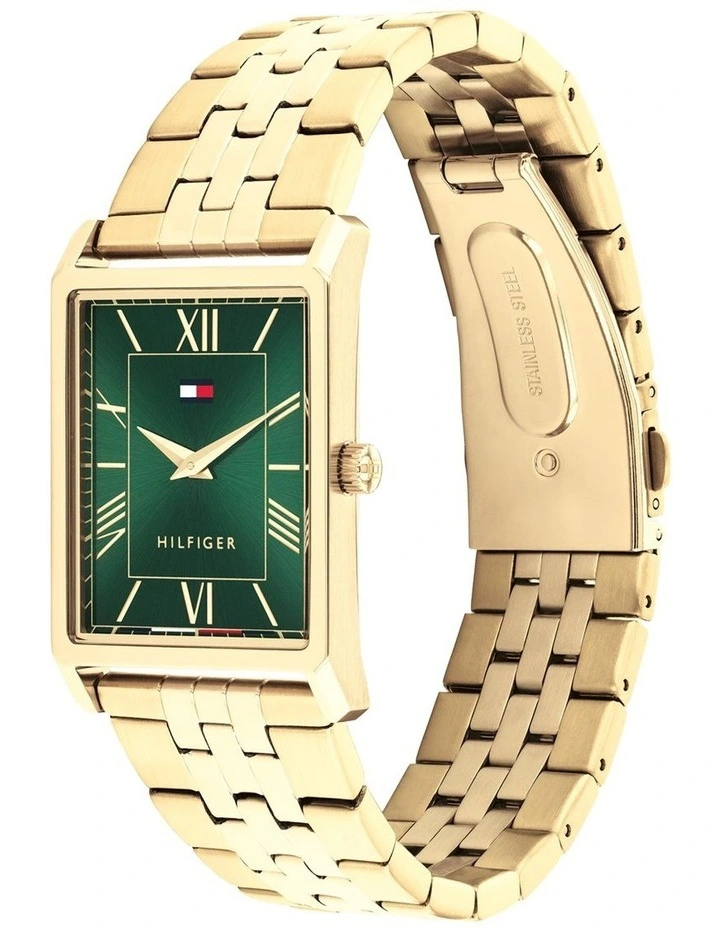 Gold Steel Green Dial Men's Watch image 2