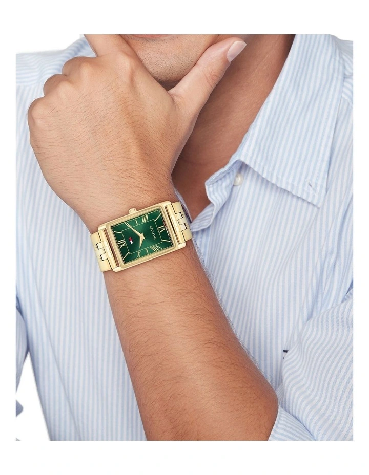 Gold Steel Green Dial Men's Watch image 4