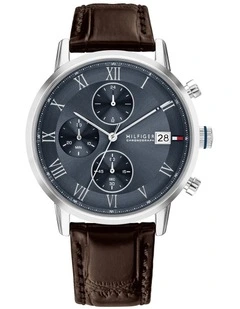 Kane Dark Brown Leather Blue Dial Men's Watch