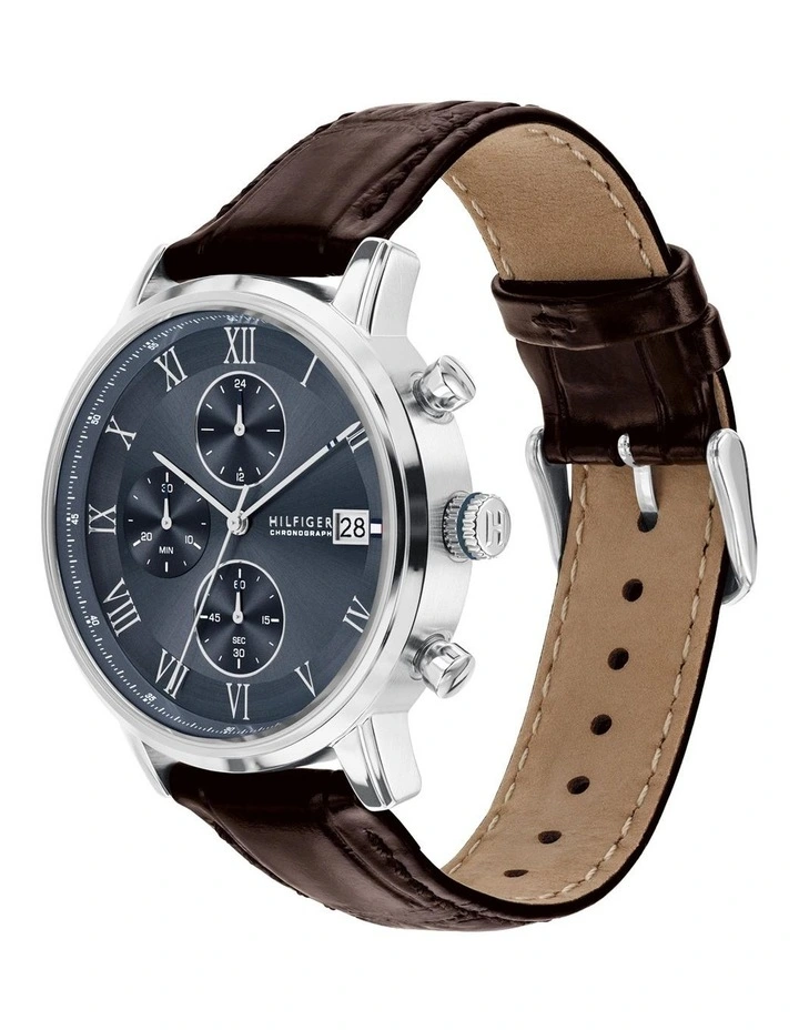 Kane Dark Brown Leather Blue Dial Men's Watch image 2