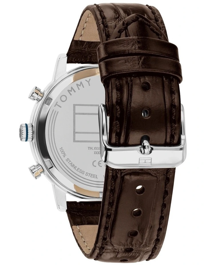 Kane Dark Brown Leather Blue Dial Men's Watch image 3