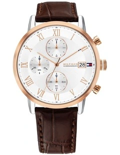 Kane Brown Leather Silver White Dial Men's Watch