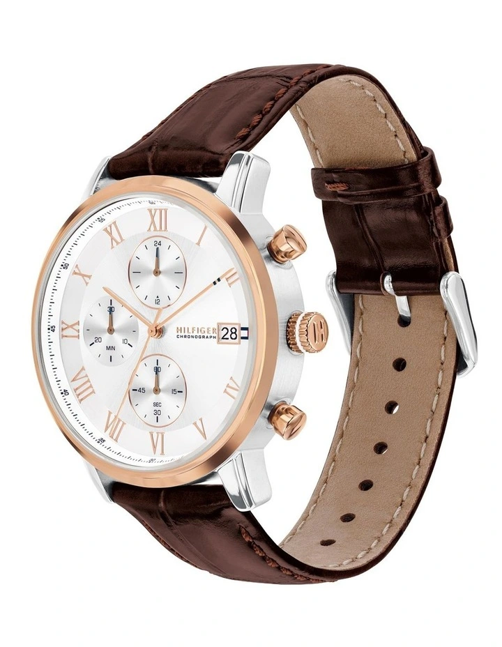 Kane Brown Leather Silver White Dial Men's Watch image 2