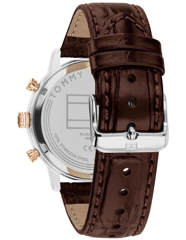 Kane Brown Leather Silver White Dial Men's Watch image 3