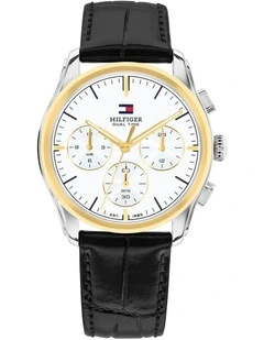 The Empire Black Leather White Dial Men's Watch