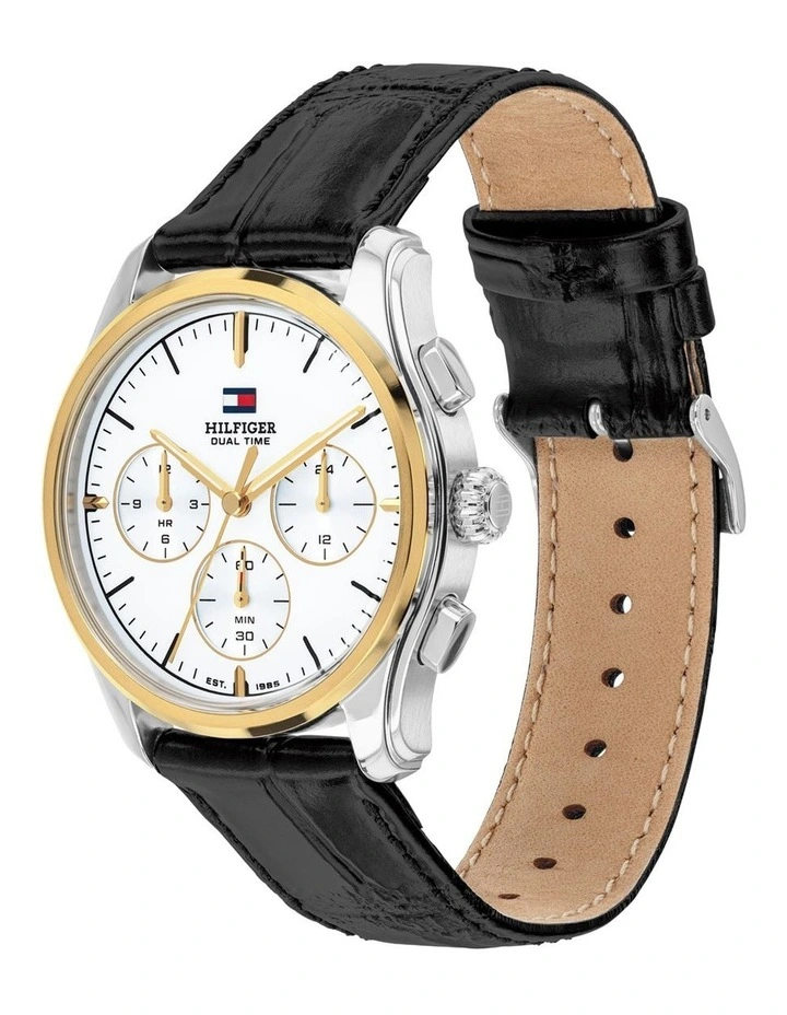 The Empire Black Leather White Dial Men's Watch image 2