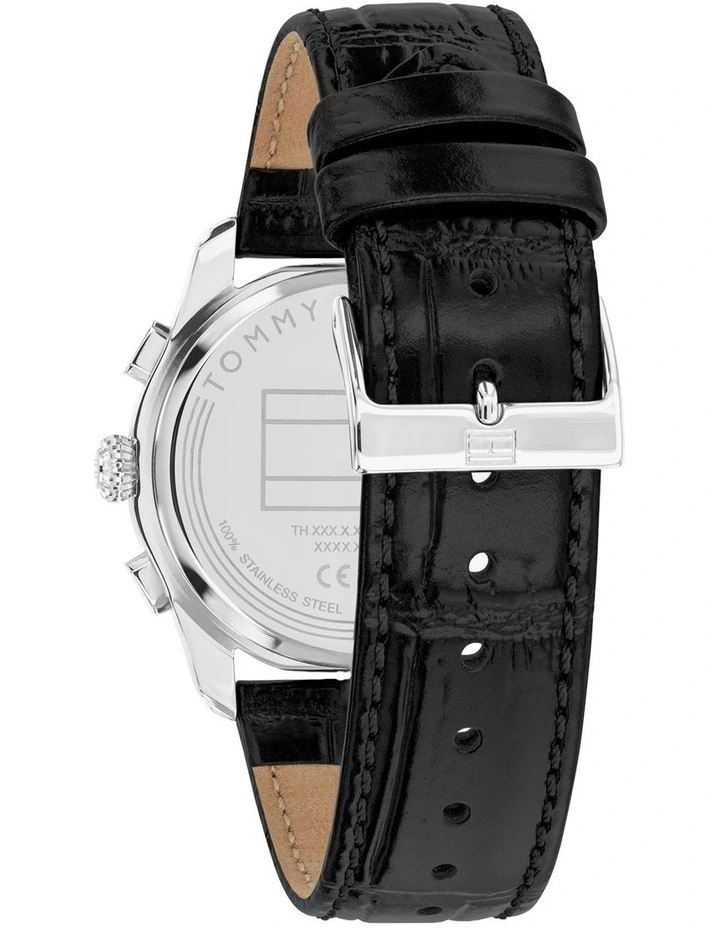 The Empire Black Leather White Dial Men's Watch image 3