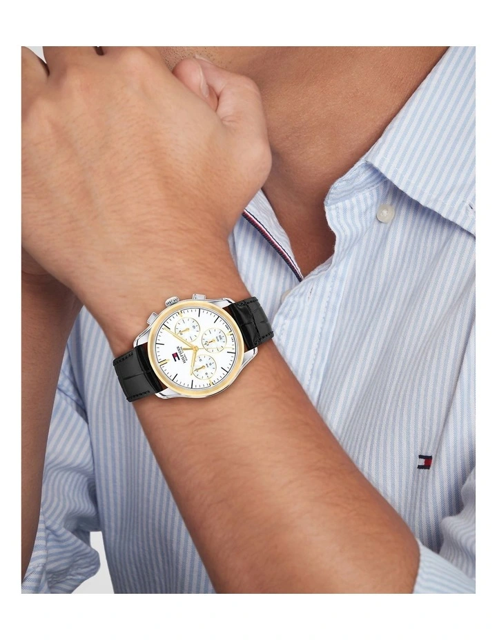 The Empire Black Leather White Dial Men's Watch image 4