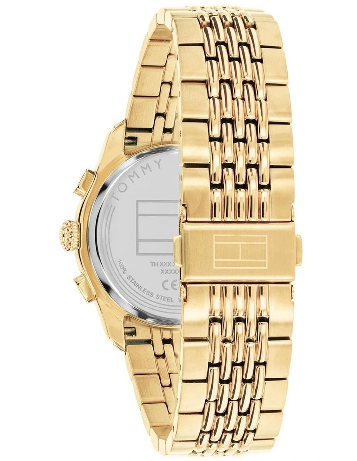 Gold Steel Emerald Green Dial Multi-function Men's Watch image 3