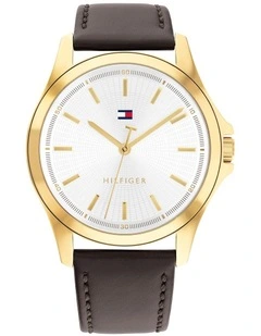 Bruce Dark Brown Leather Silver White Dial Men's Watch