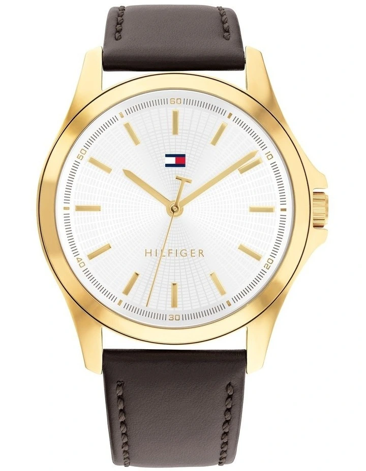 Bruce Dark Brown Leather Silver White Dial Men's Watch image 1