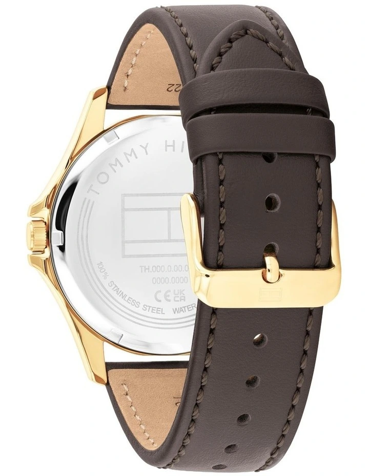 Bruce Dark Brown Leather Silver White Dial Men's Watch image 3